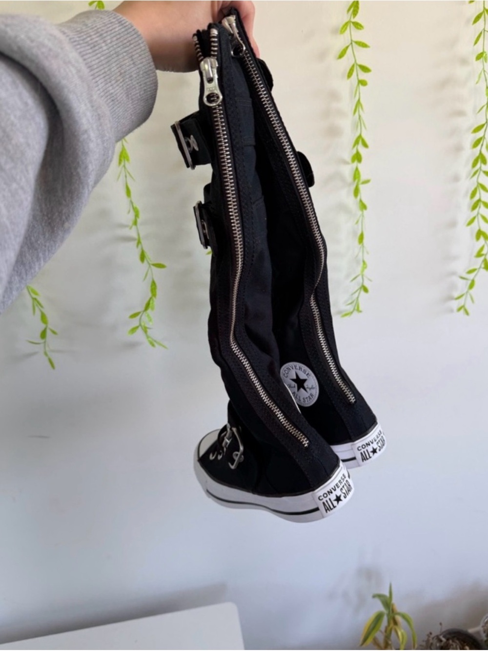 Converse Black Knee-High Buckle Canvas Sneakers - Picture 4 of 6